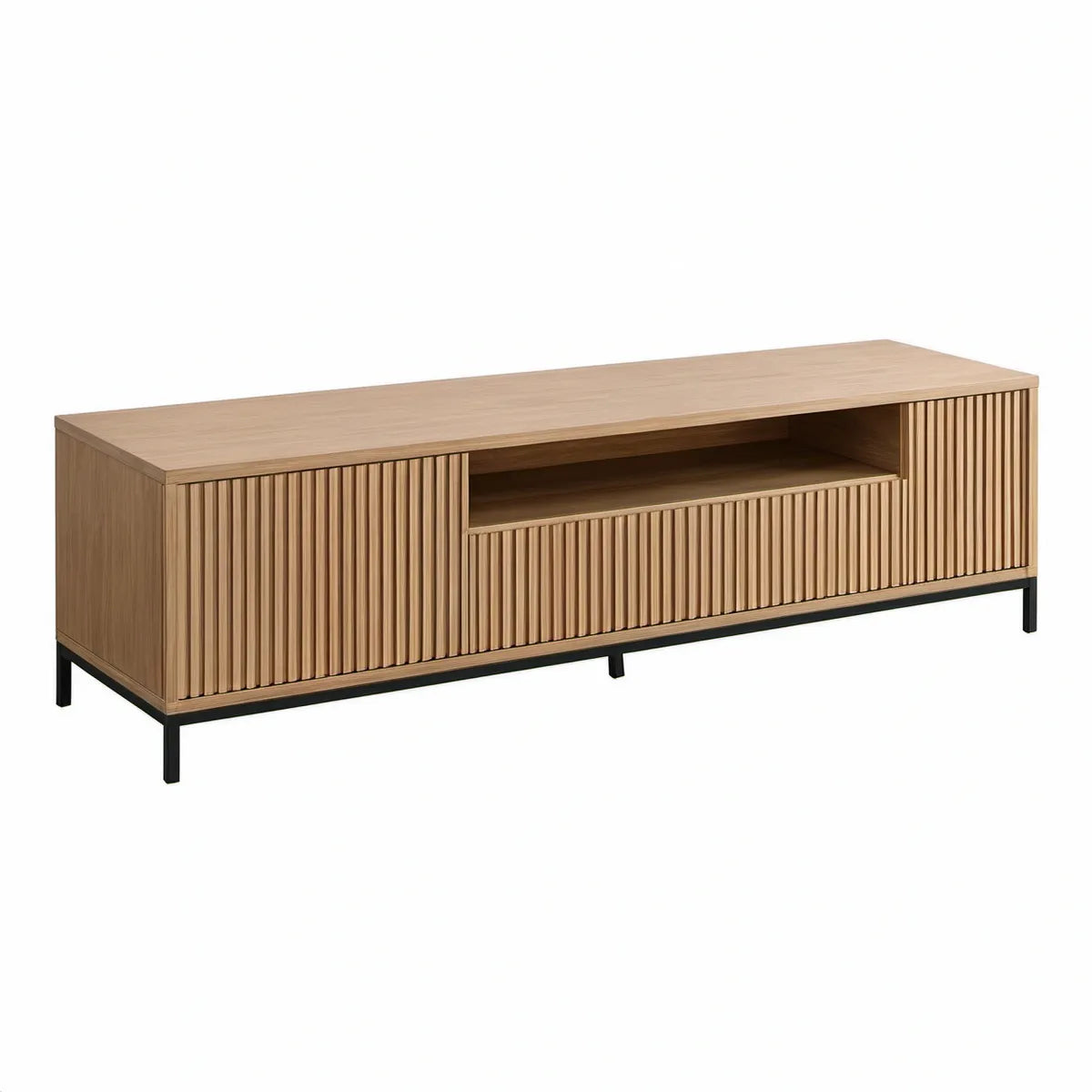 Szafka RTV 160 x 40 x 55 cm z przesuwnymi frontami Dąb/Czarny