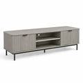 Szafka RTV 180 × 40 × 55 cm z przesuwnymi frontami, szaro-czarna