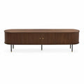 Owalna szafka RTV 180 × 40 × 55 cm z MDF, ciemny orzech/czarny/złoty