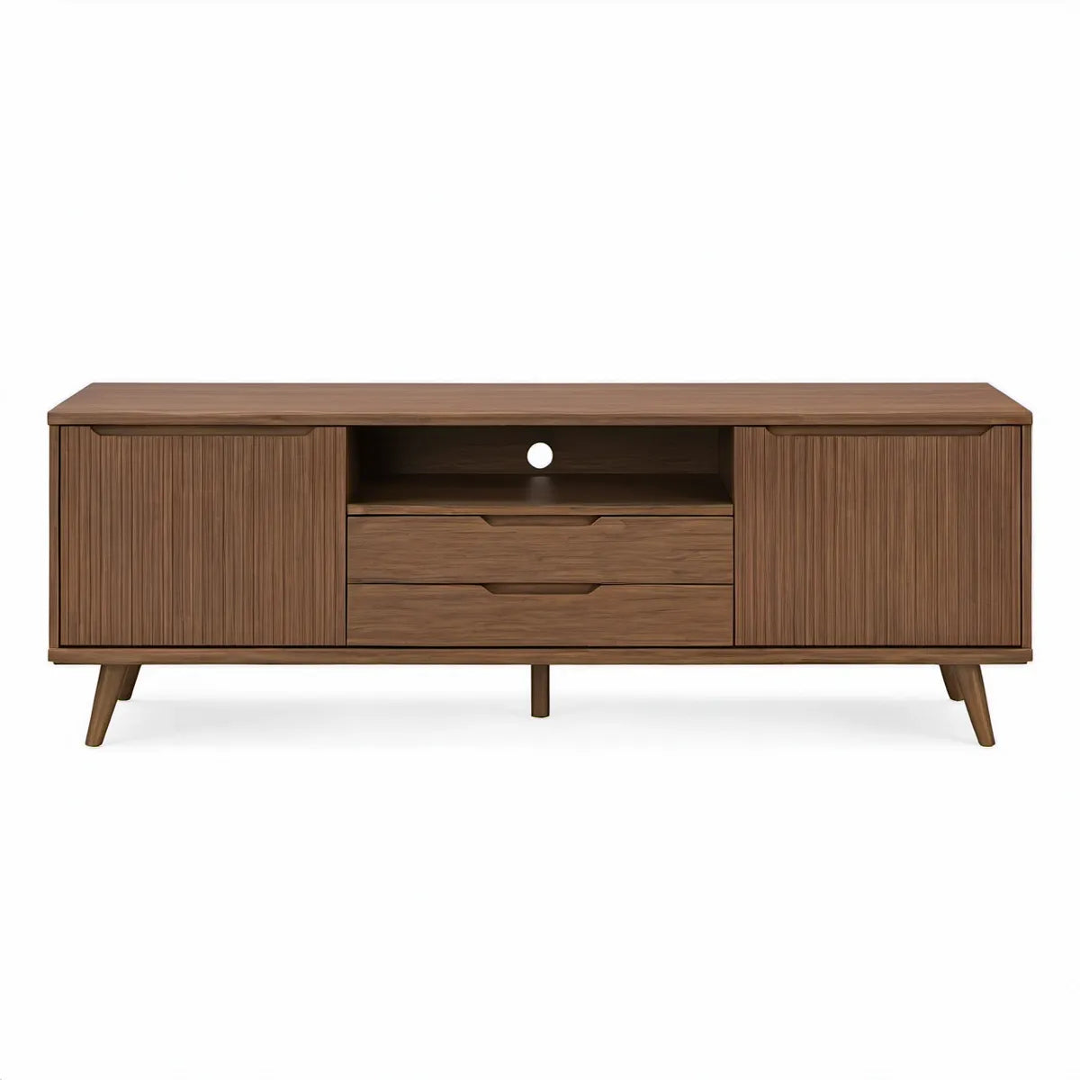 Szafka RTV orzechowy brąz z 2 drzwiami i 2 szufladami, 160 × 40 × 55 cm