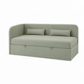 Tapicerowana sofa rozkładana ze schowkiem 212 × 103 × 88 cm, jasnozielona