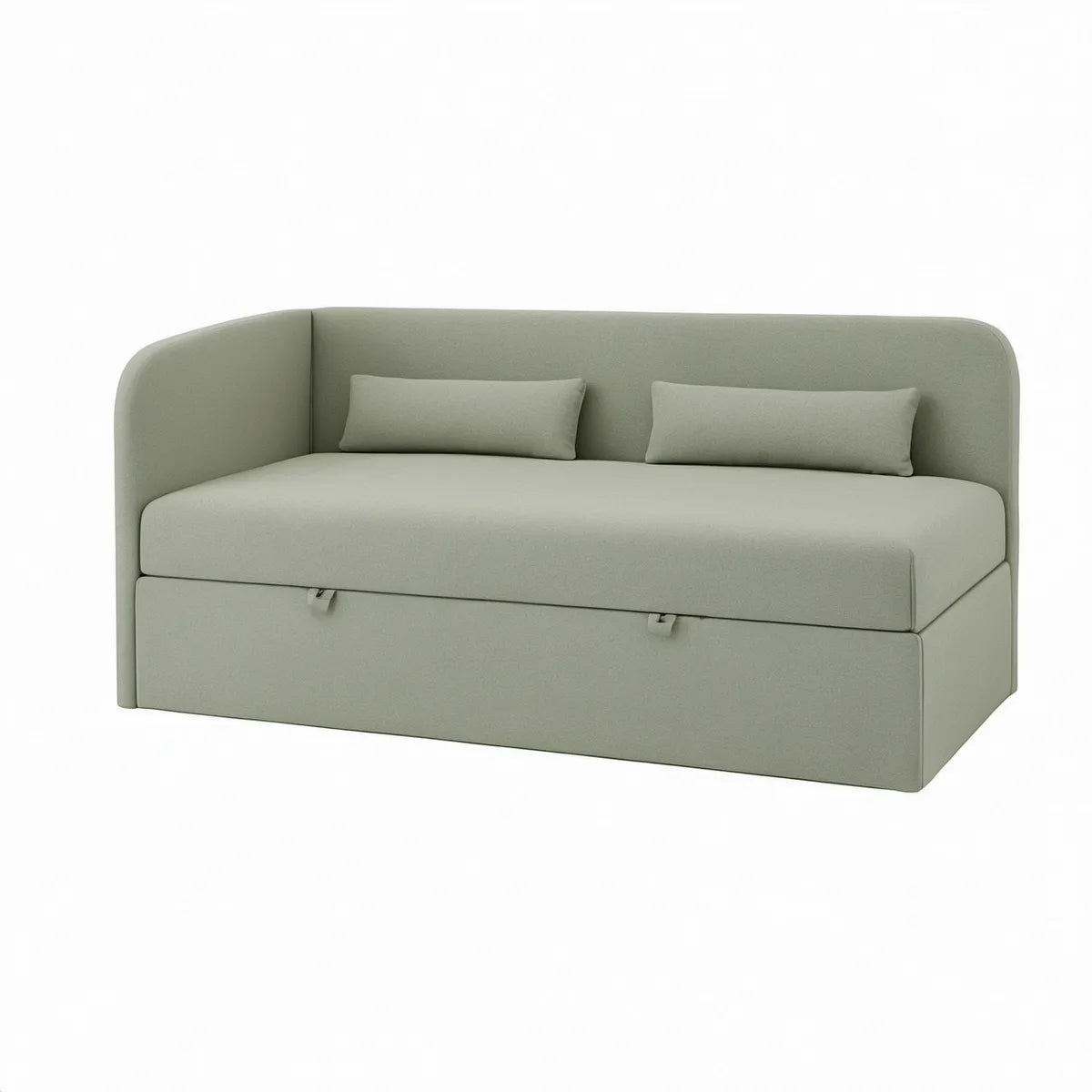Tapicerowana sofa rozkładana ze schowkiem 212 × 103 × 88 cm, jasnozielona